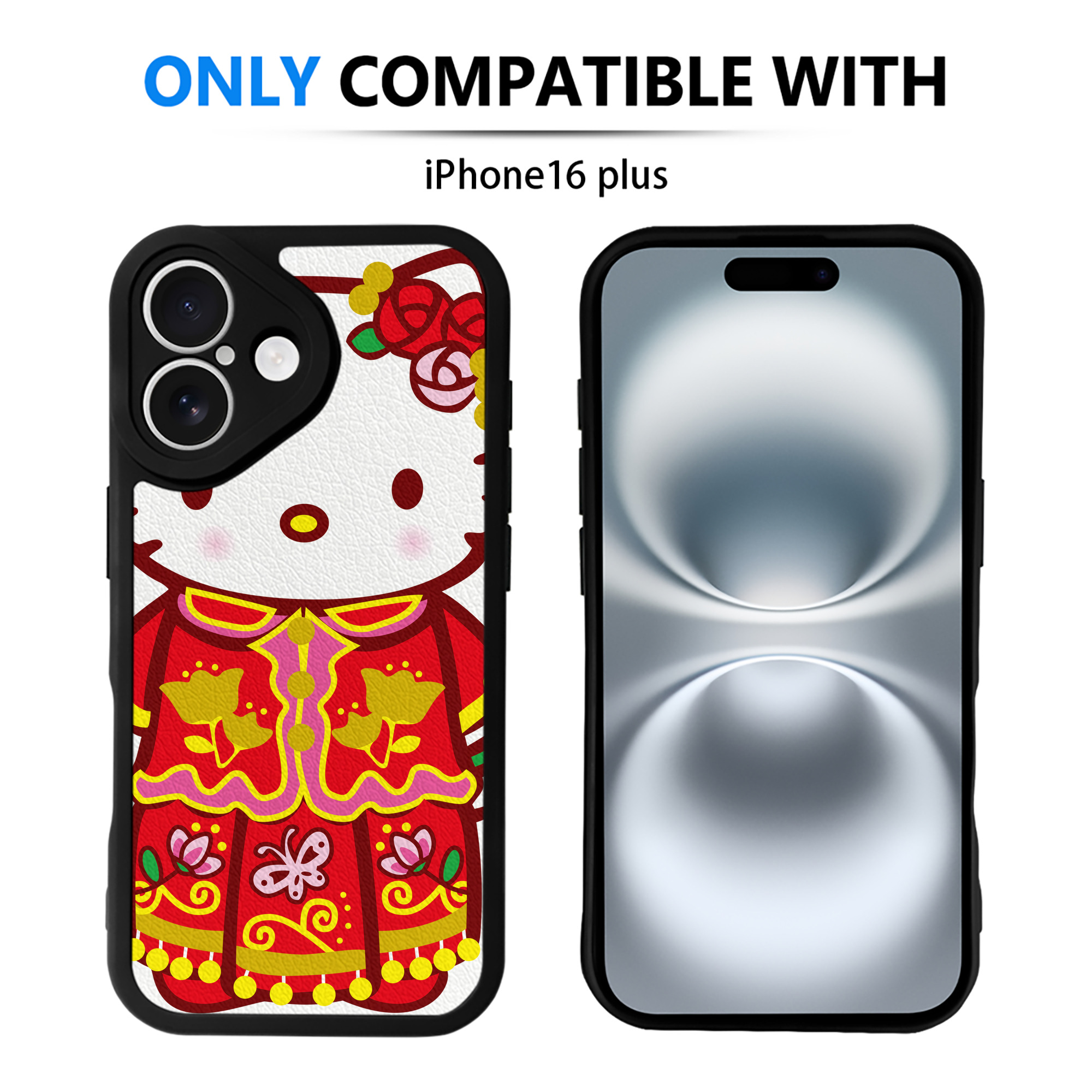 （画像用） Hello Kitty ハローキティ 【iPhone 16シリーズ対応】シリコンスマホケース（レザー調） 材質：シリコン